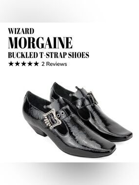 Fluevog NWOB Wizard Morgaine t-strap black patent buckle shoe - 10.5 (fits 11)